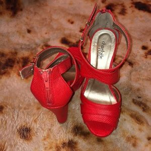 Women’s Wedges, Red Orange Color